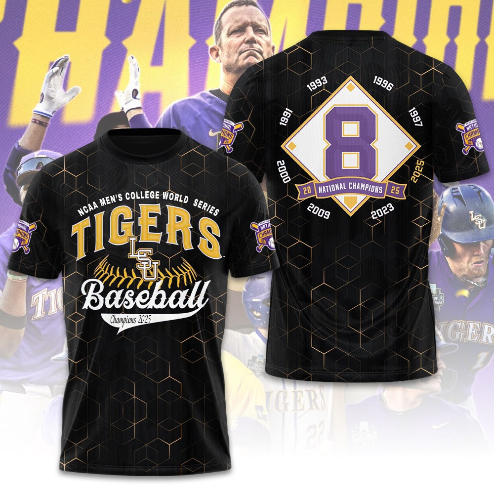 NCAA Collecge World Series LSU Tigers Baseball T-Shirt NCAA Themed Gifts