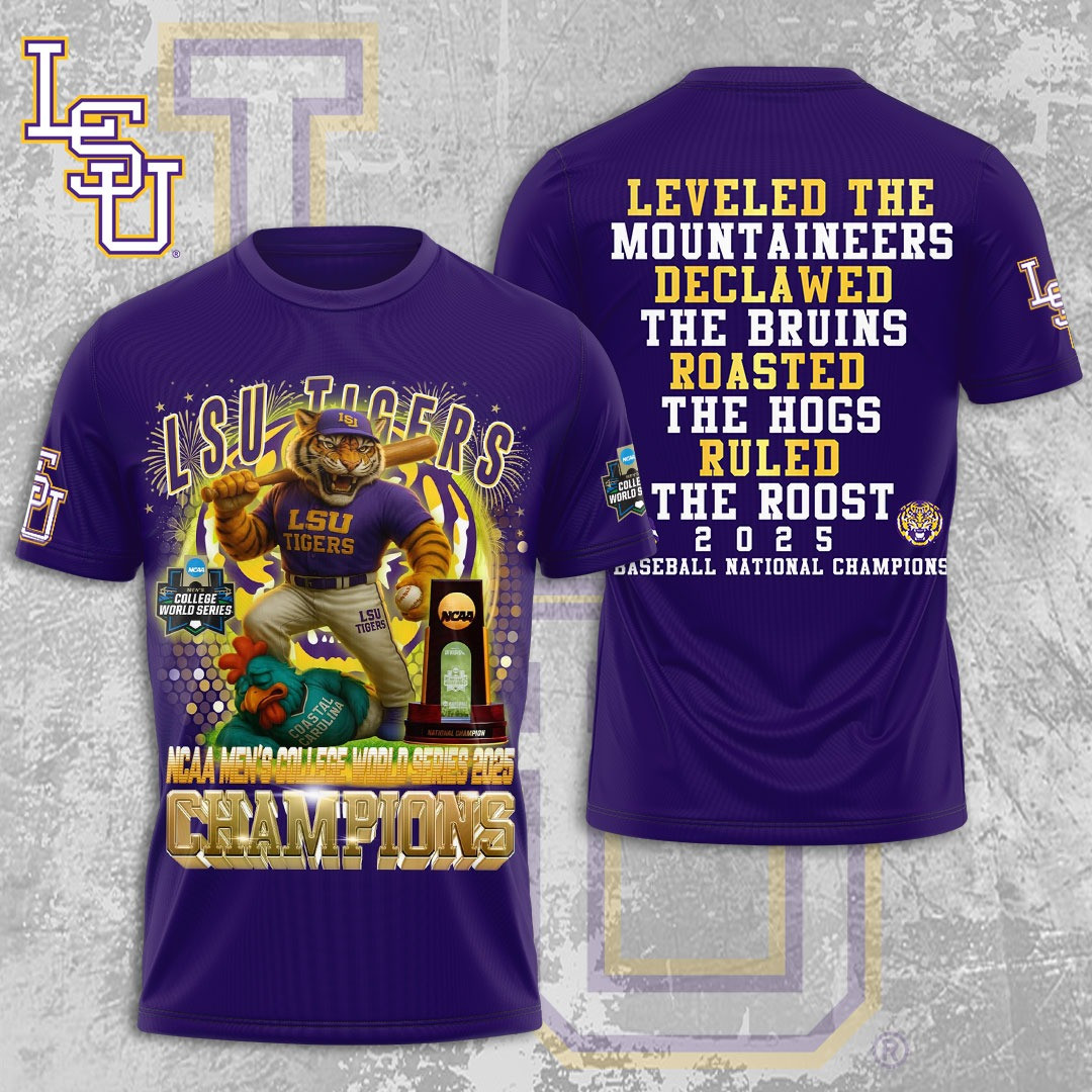 NCAA Men's Champions Series 2025 LSU Tigers Baseball T-Shirt NCAA Themed Gifts
