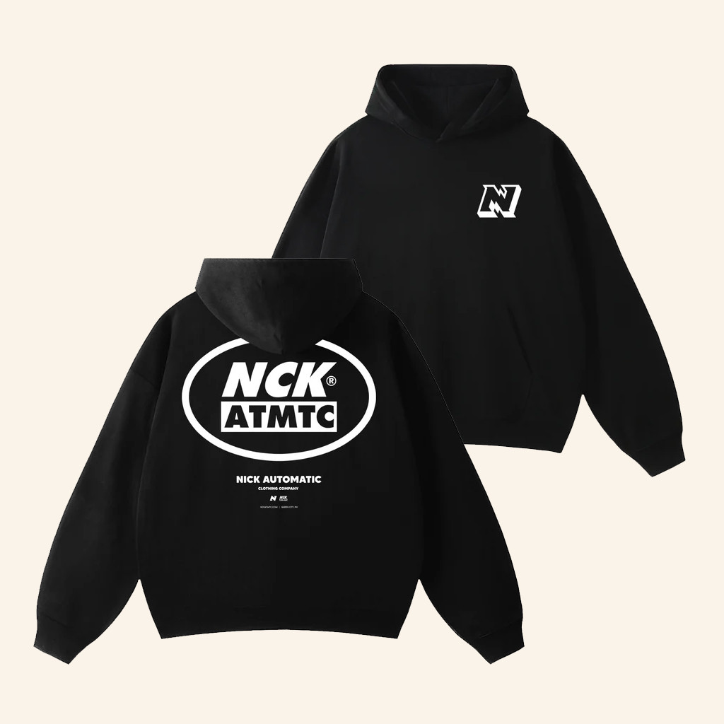 Nck Atmtc Merch Nick Automatic Block Badge Black Hoodie Gift Ideas For Husband