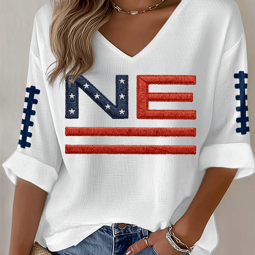 NE Football Game Day V-Neck Long Sleeve Shirt Football Clothing Best Gift For Fans