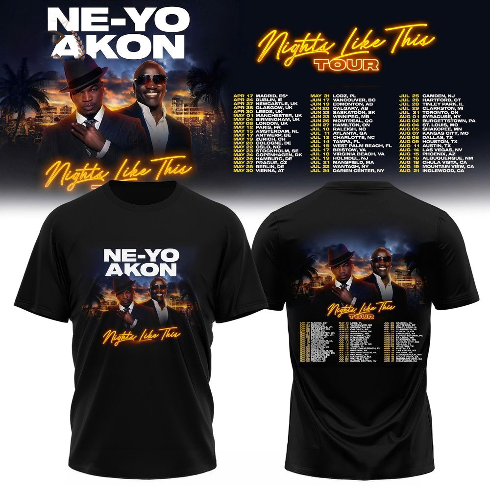 NE-YO And AKON Nights Like This Tour 2026 Shirt Fan Apparel Present For Husband