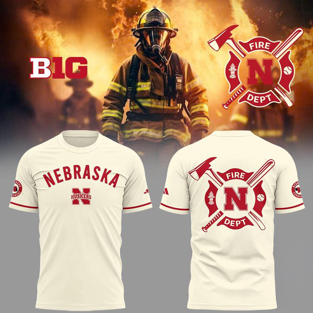 Nebraska Huskers Baseball x Firefighter Appreciation Night T-Shirt Gifts For Baseball Fans