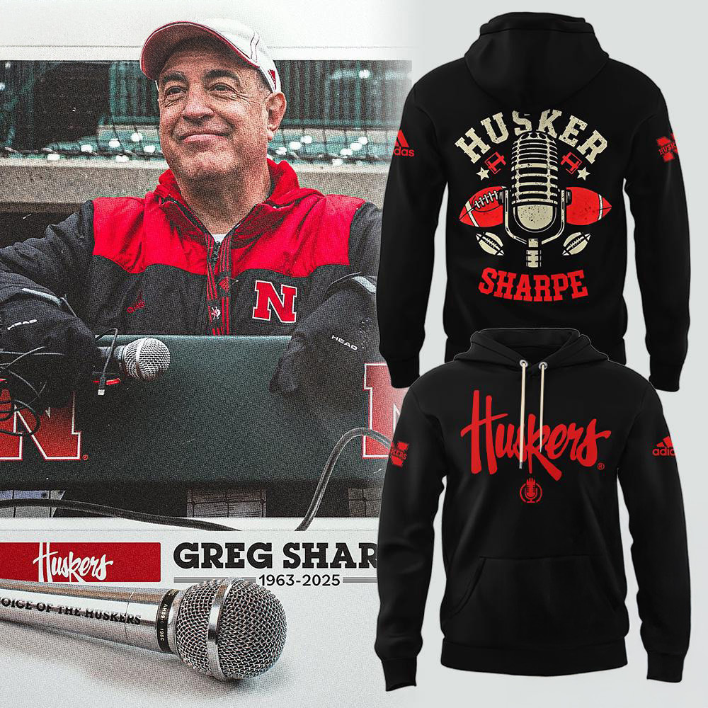Nebraska Huskers Honoring The Legend Greg Sharpe Voice Of The Huskers Hoodie Football Fan Gifts