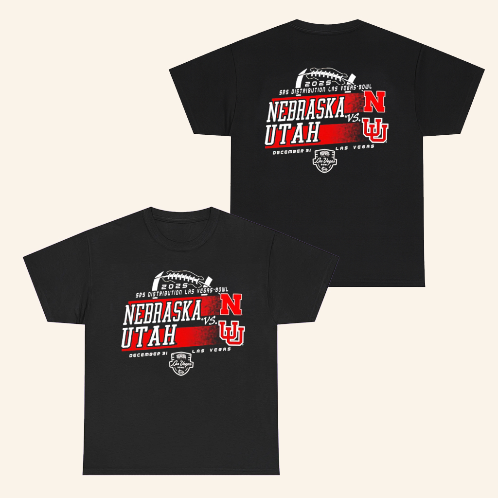 Nebraska Vs Utah 2025 Las Vegas Bowl T-Shirt Football Fan Merch Gifts For Dad
