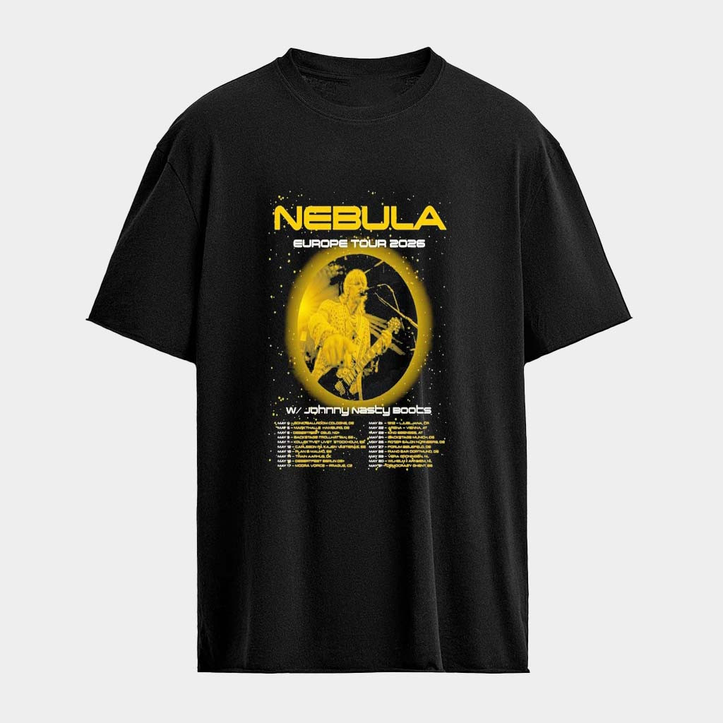 Nebula W Johnny Nasty Boots Europe Tour 2026 T-Shirt Nebula Merch Rock Band Fans Gifts