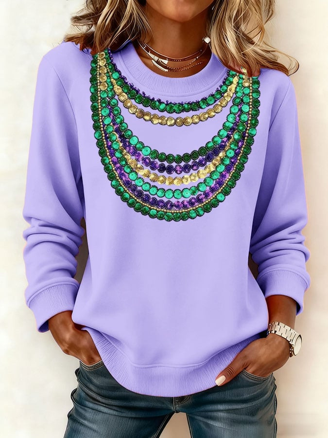 Necklace Mardi Gras Sweatshirt New Orleans Mardi Gras Clothes Festival Sweatshirt Gifts For Her