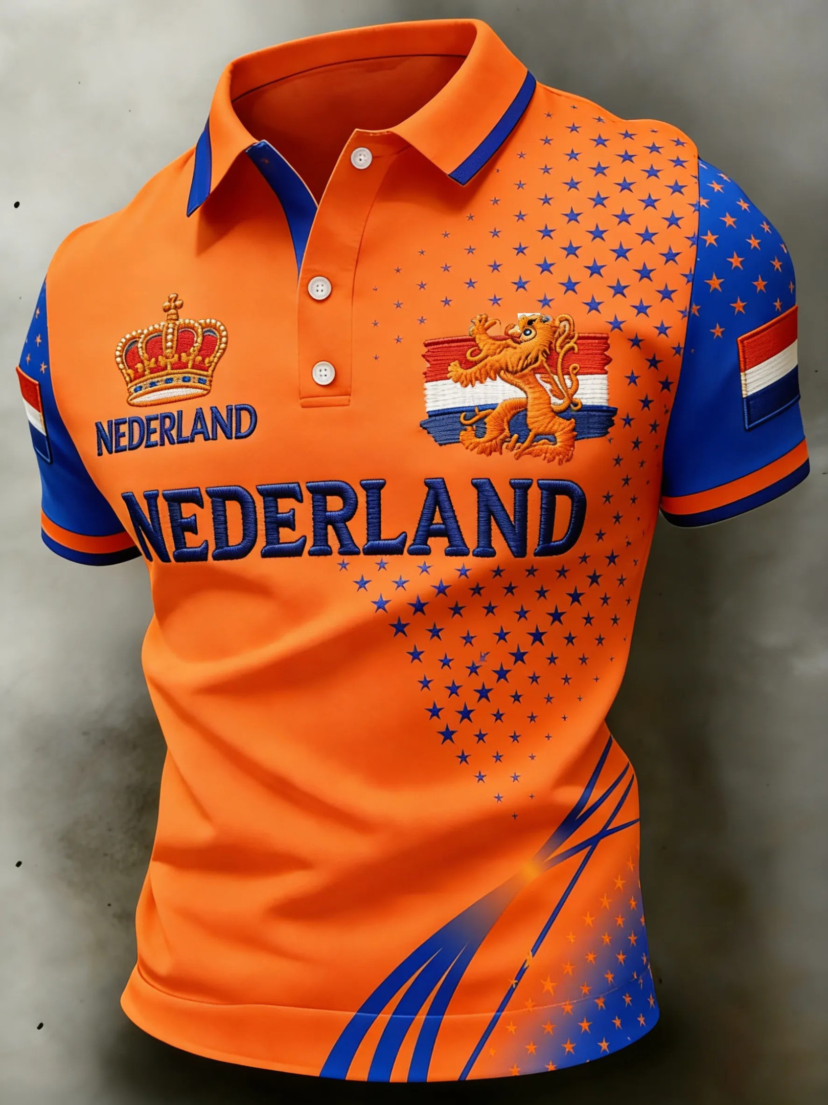 Nederland Crown Stars Dutch Lion Polo Shirt Orange Fan Gear Koningsdag Best Gift For Holland Fans