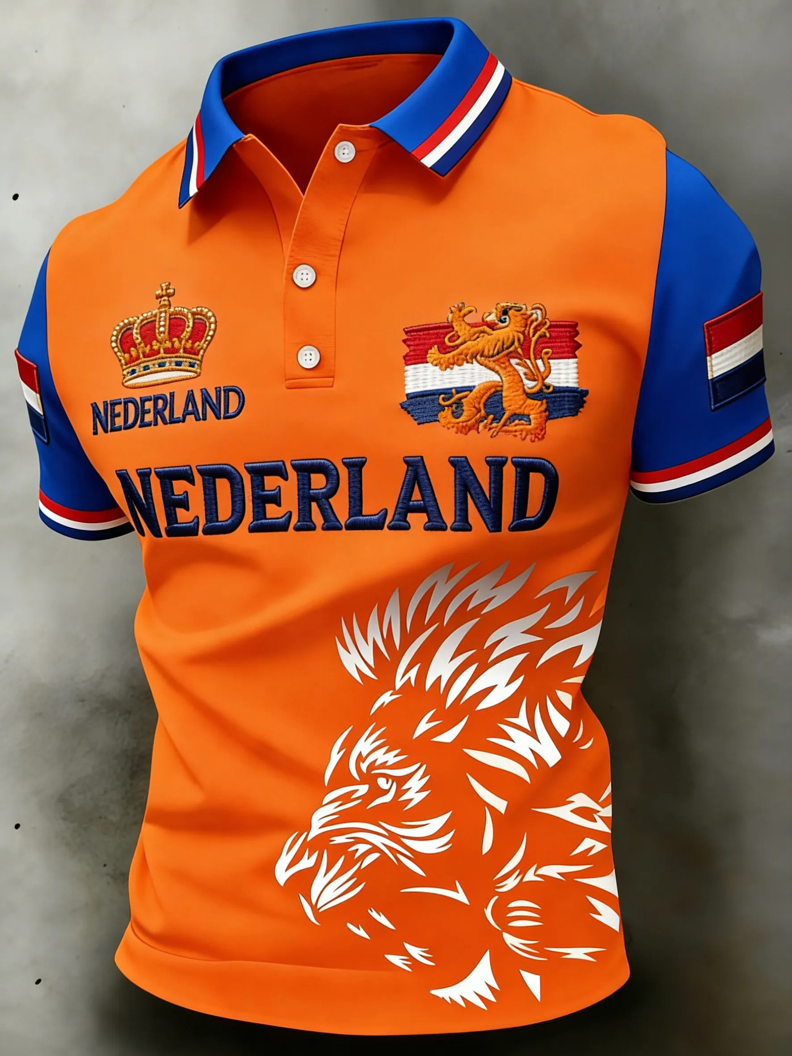 Nederland Dutch Lion Silhouette Polo Shirt Orange Fan Gear Koningsdag Best Gift For Holland Fans
