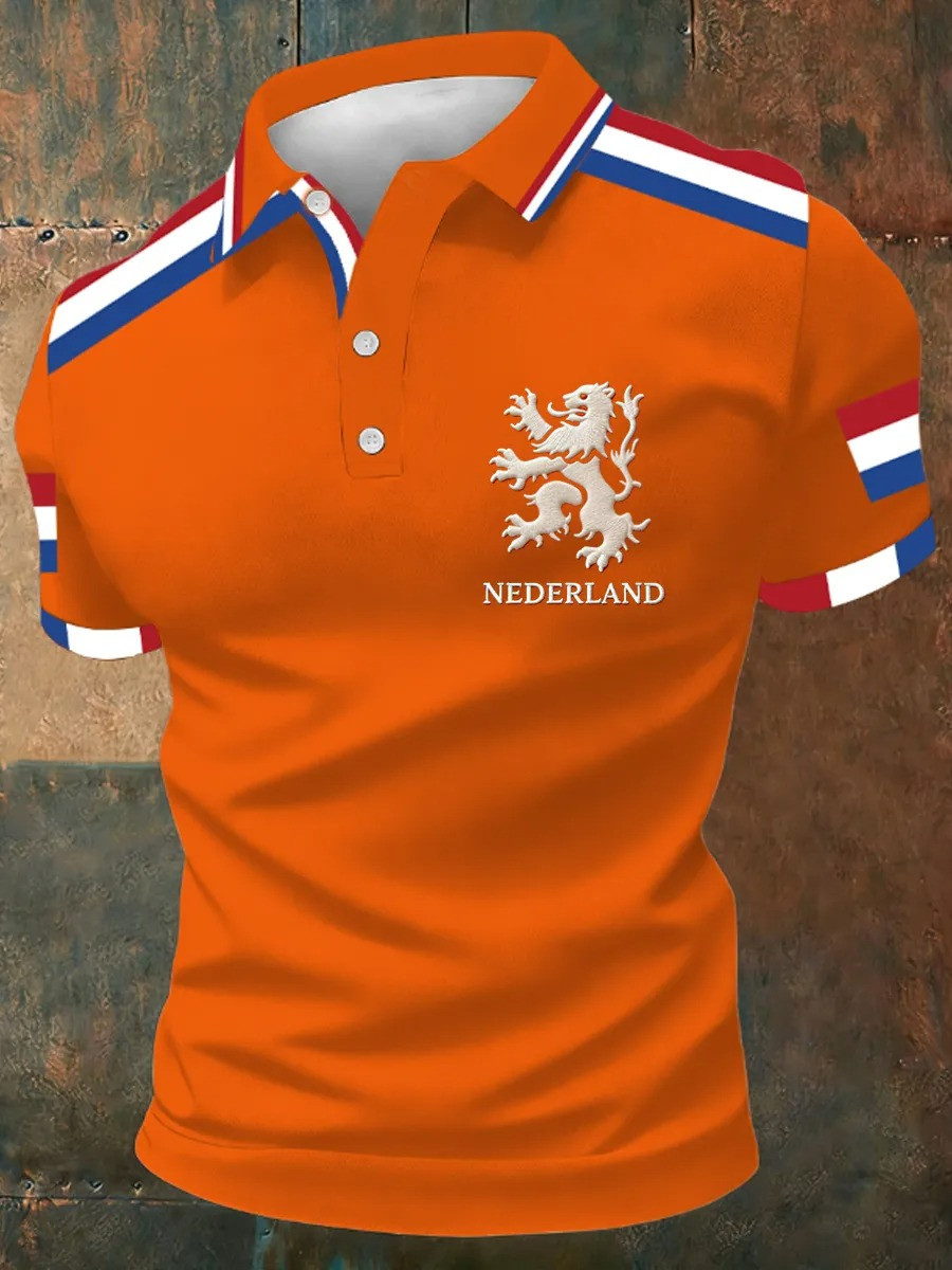 Nederland Simple Lion Polo Shirt Netherlands Fan Gear Orange Boven Dutch Pride Best Gift For Fans