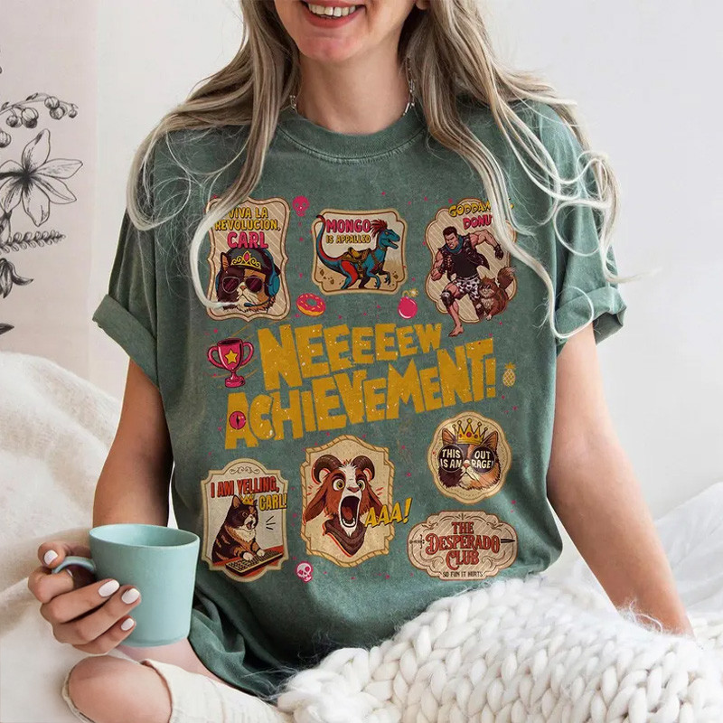 Neeew Achievement T-Shirt Cat Dinosaur Wrestler Goat Shirt Gifts For Women