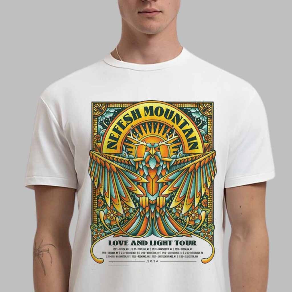 Nefesh Mountain Love And Light Tour 2024 December Shows Poster The Eagles Artwork With Tour Dates List T-Shirt Fan Gifts Nefesh Mountain Love And Light Tour 2024 December Shows Poster The Eagles Artwork With Tour Dates List T-Shirt Fan Gifts