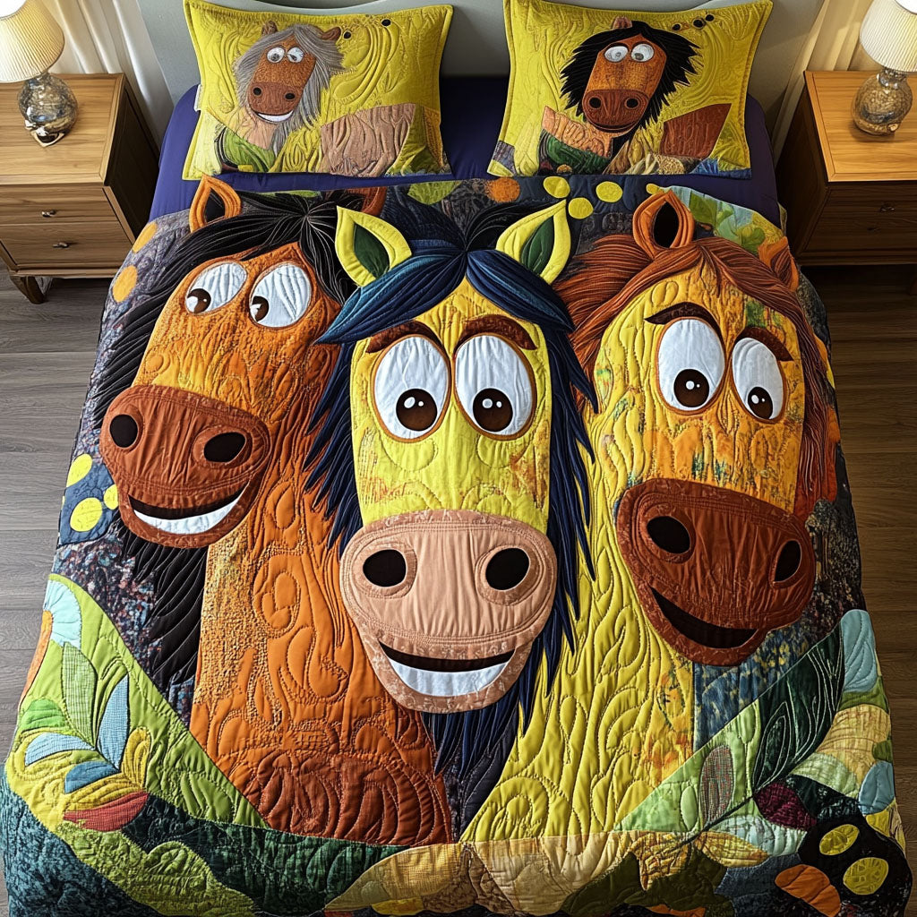 Neigh Neigh Vibes Quilted Bedding Set Bed Room Decoration Christmas Present Ideas For Horse Lover