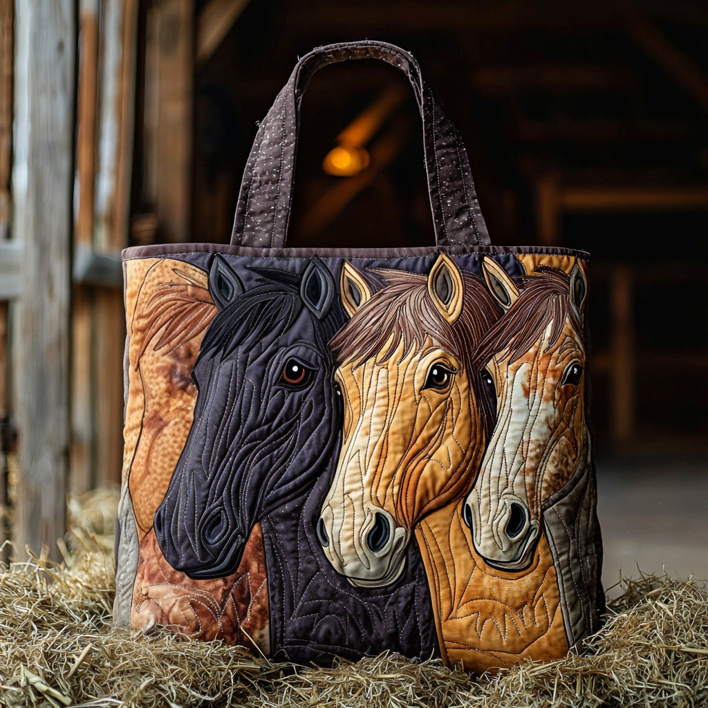 Neigh Neutrals Quilted Tote Bag Good Gifts For Horse Lovers