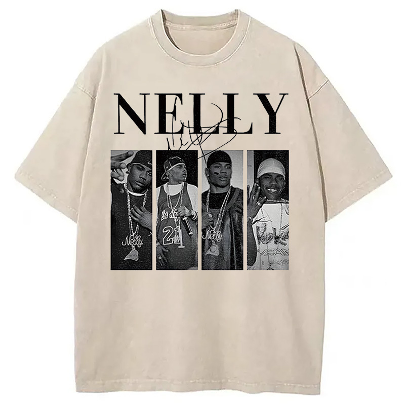 Nelly Rapper Signature Washed T-Shirt Casual Oversized Outfit Style Gifts For Her