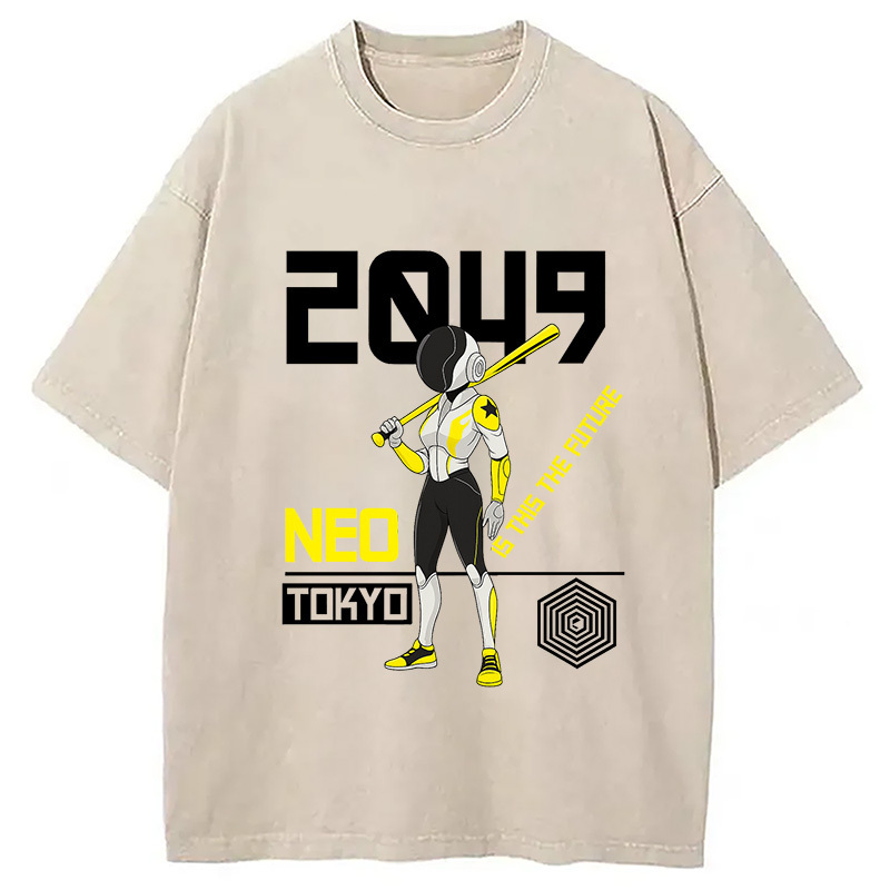 Neo Tokyo Manga Japanese Anime Washed T-Shirt Funny Graphic Gift For Friends Gifts For Besties