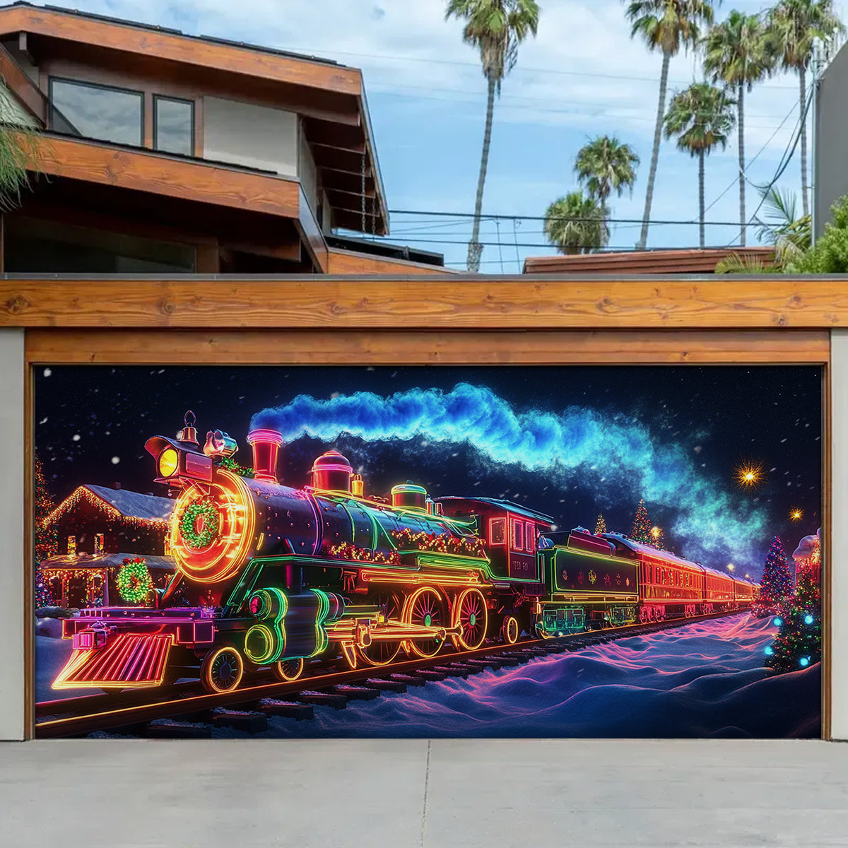 Neon Christmas Express Christmas Garage Door Banner Outdoor Xmas Decorations Cool Xmas Gifts