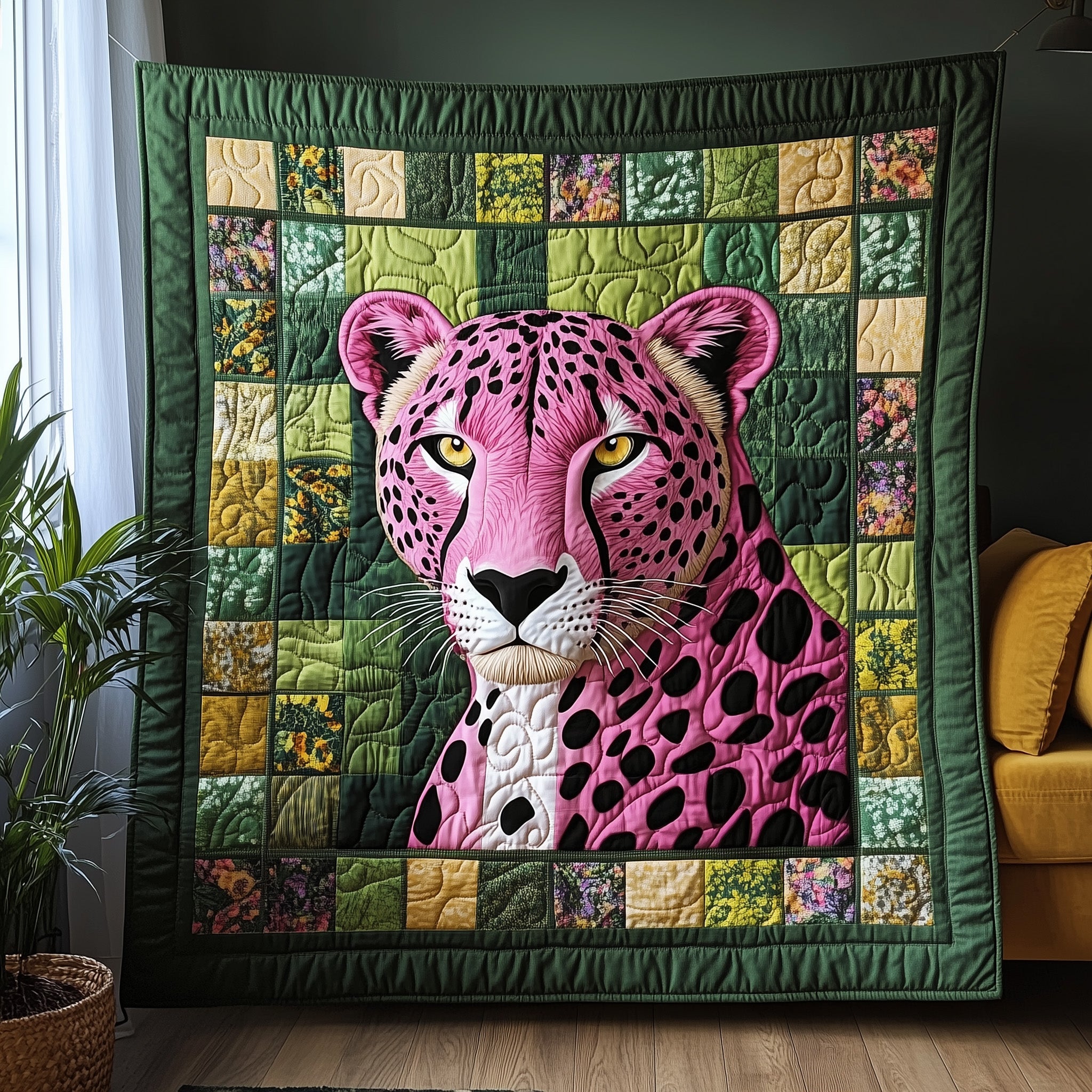 Neon Jungle Cheetah Quilted Blanket Merchandise Throw BlanketBirthday Present For Daughter