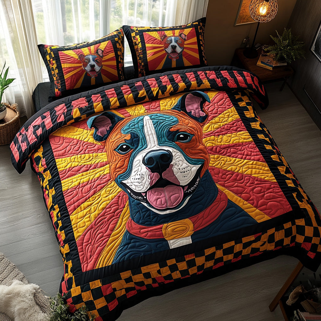 Neon Pup Quilted Bedding Set Aesthetic Room Decor Presents For Dog Owners