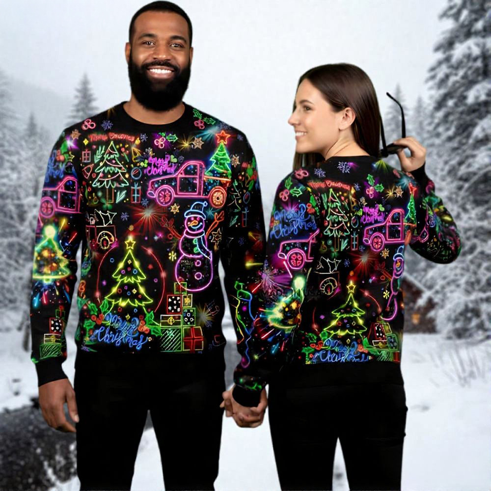 Neon Snowman Christmas Ugly Sweater Christmas Clothing Xmas Gifts For Snowman Lovers