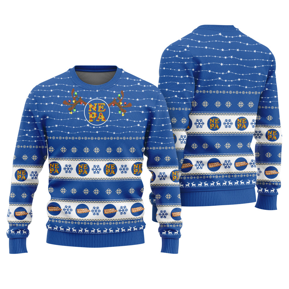 Nepa Pizza Review Ugly Christmas Sweater Soft Cotton Sweatshirt for Winter Comfort