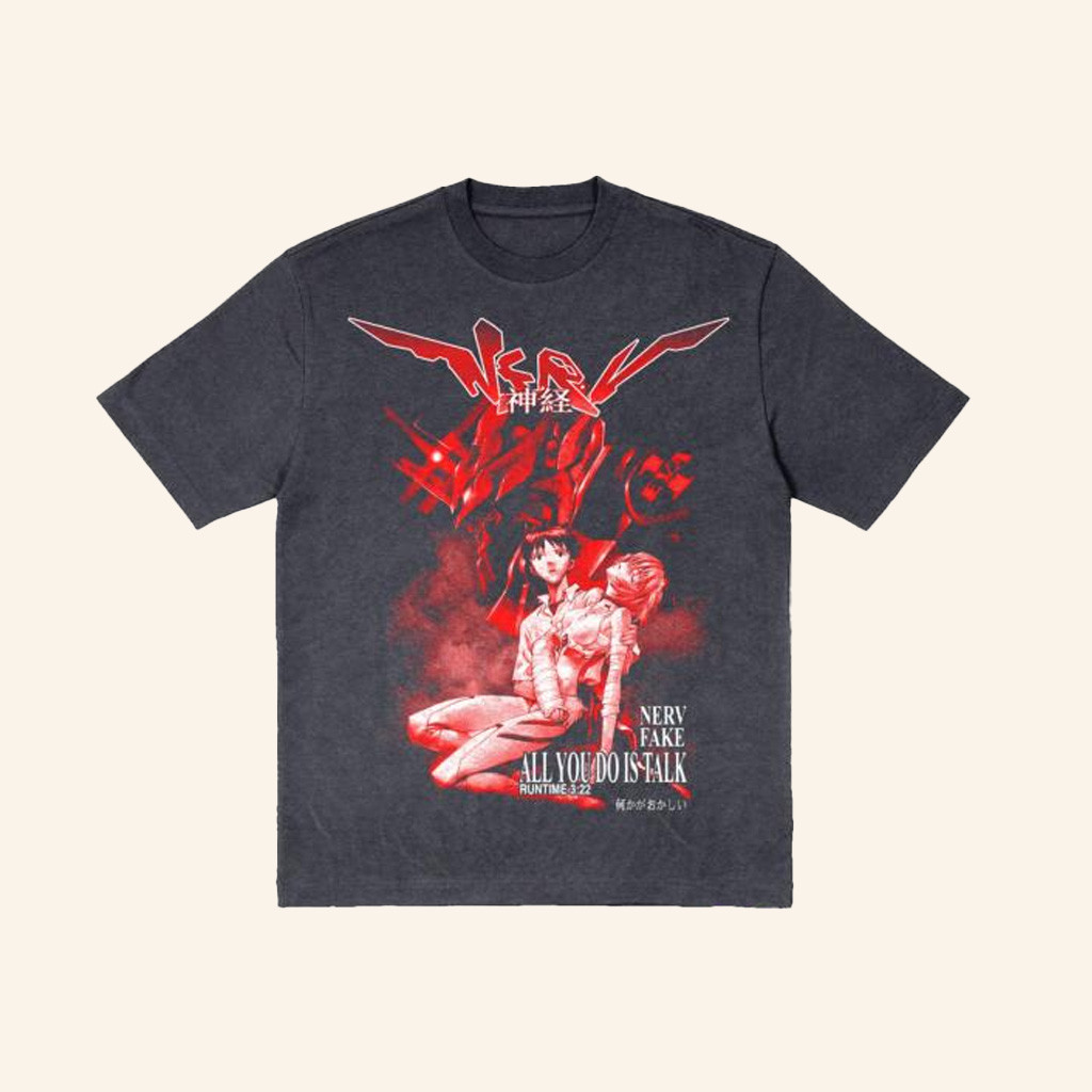 NERV Fake All You Do Is Talk Anime Wash T-Shirt Best Gifts For Boyfriend NERV Fake All You Do Is Talk Anime Wash T-Shirt Best Gifts For Boyfriend