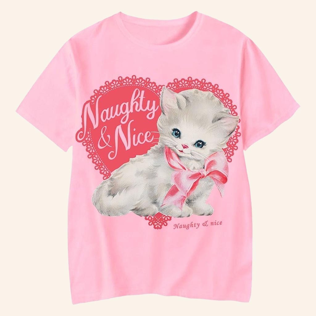 Nessa Barrett Merch Naughty And Nice T-Shirt Cute Kitten Shirt Aftercare Album Merch Fan Gifts