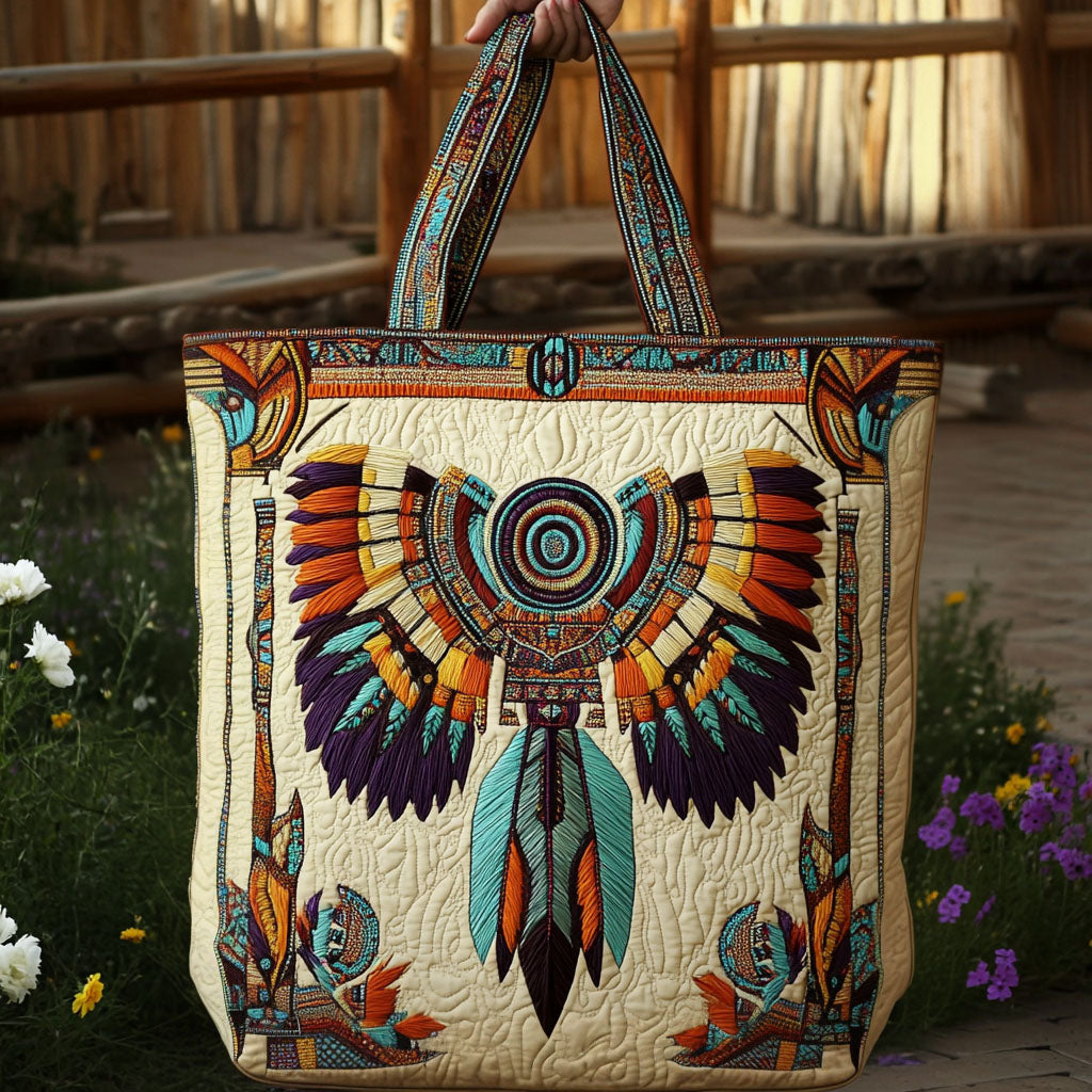 Nest of Feathers Quilted Tote Bag Native American Gift Shop