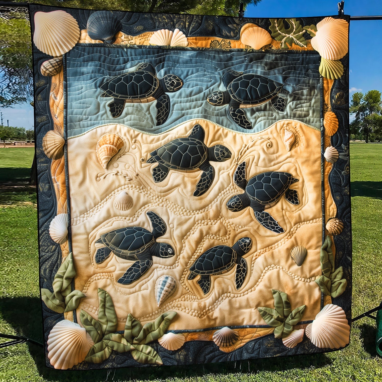 Nest to Ocean Quilted Blanket Gifts For A Turtle Lover