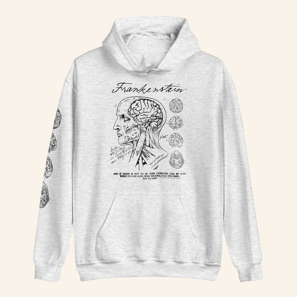 Netflix Merch Frankenstein Anatomy Drawing Hoodie Unique Gifts For Husband