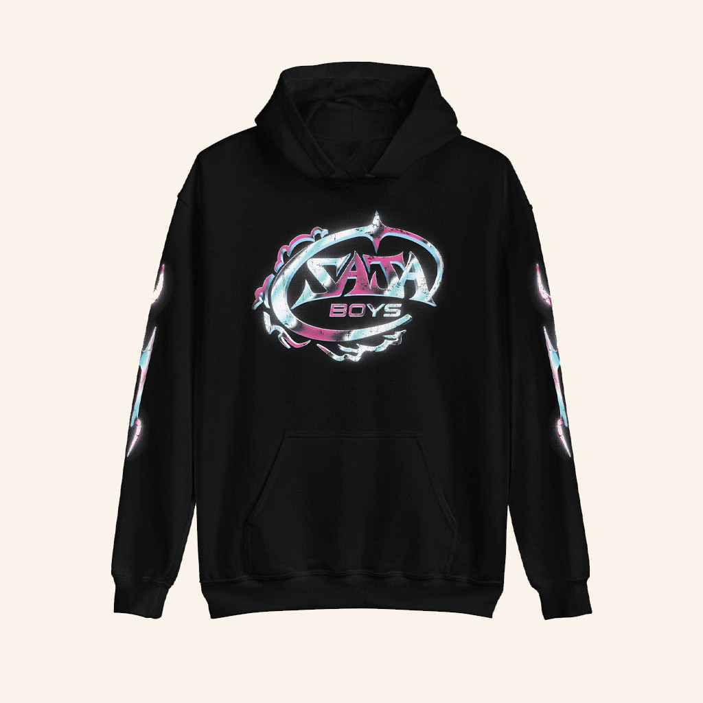 Netflix Merch Kpop Demon Hunters Saja Boys Chrome Logo Hoodie Gifts For Brother Netflix Merch Kpop Demon Hunters Saja Boys Chrome Logo Hoodie Gifts For Brother