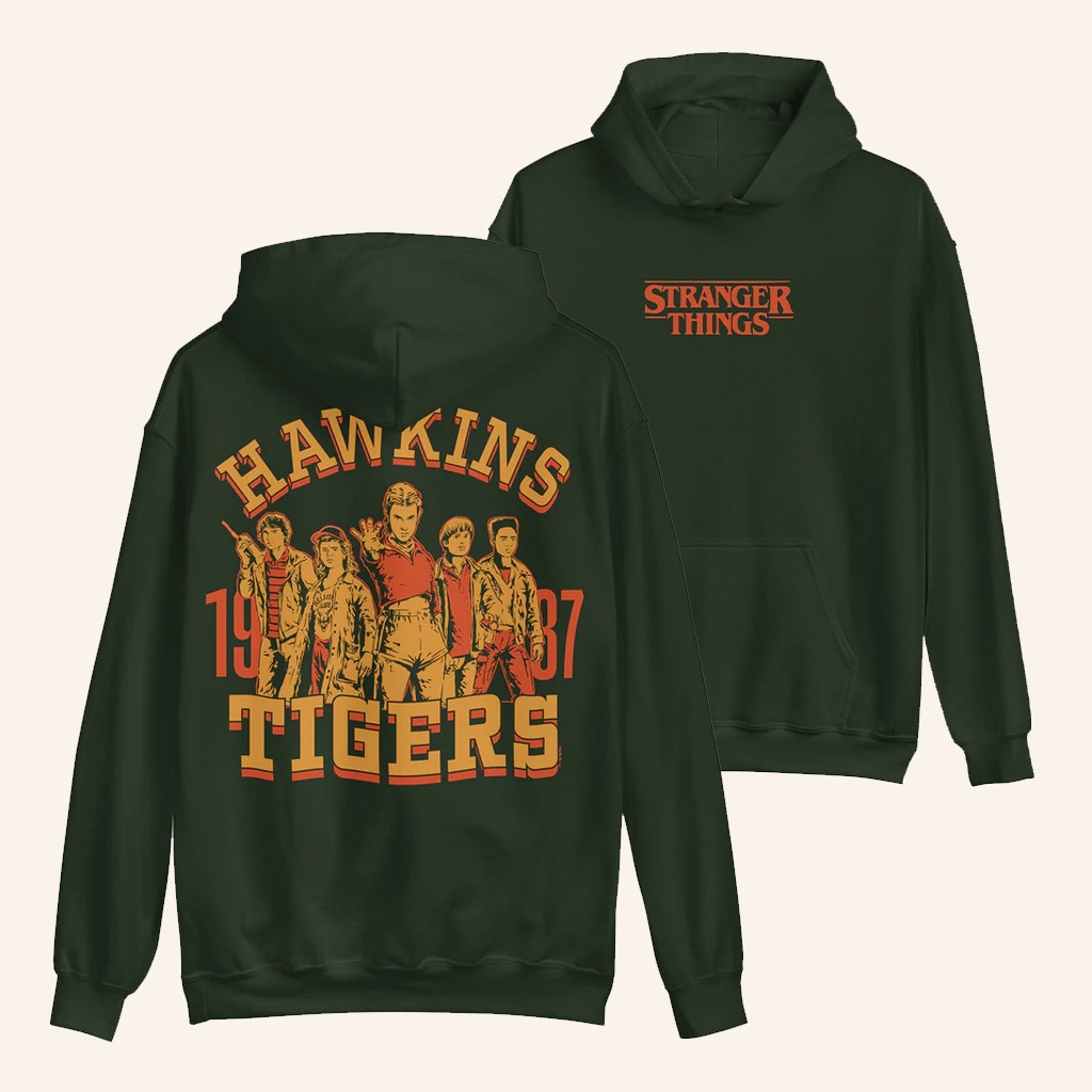 Netflix Merch Stranger Things Hoodie Hawkins Tigers 87 Hoodie Birthday Present For Husband