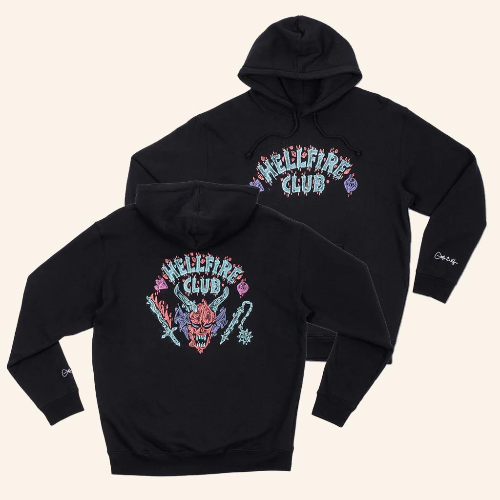 Netflix Merch Stranger Things X Louis De Guzman Hellfire Club Hoodie Fan Apparel Gifts