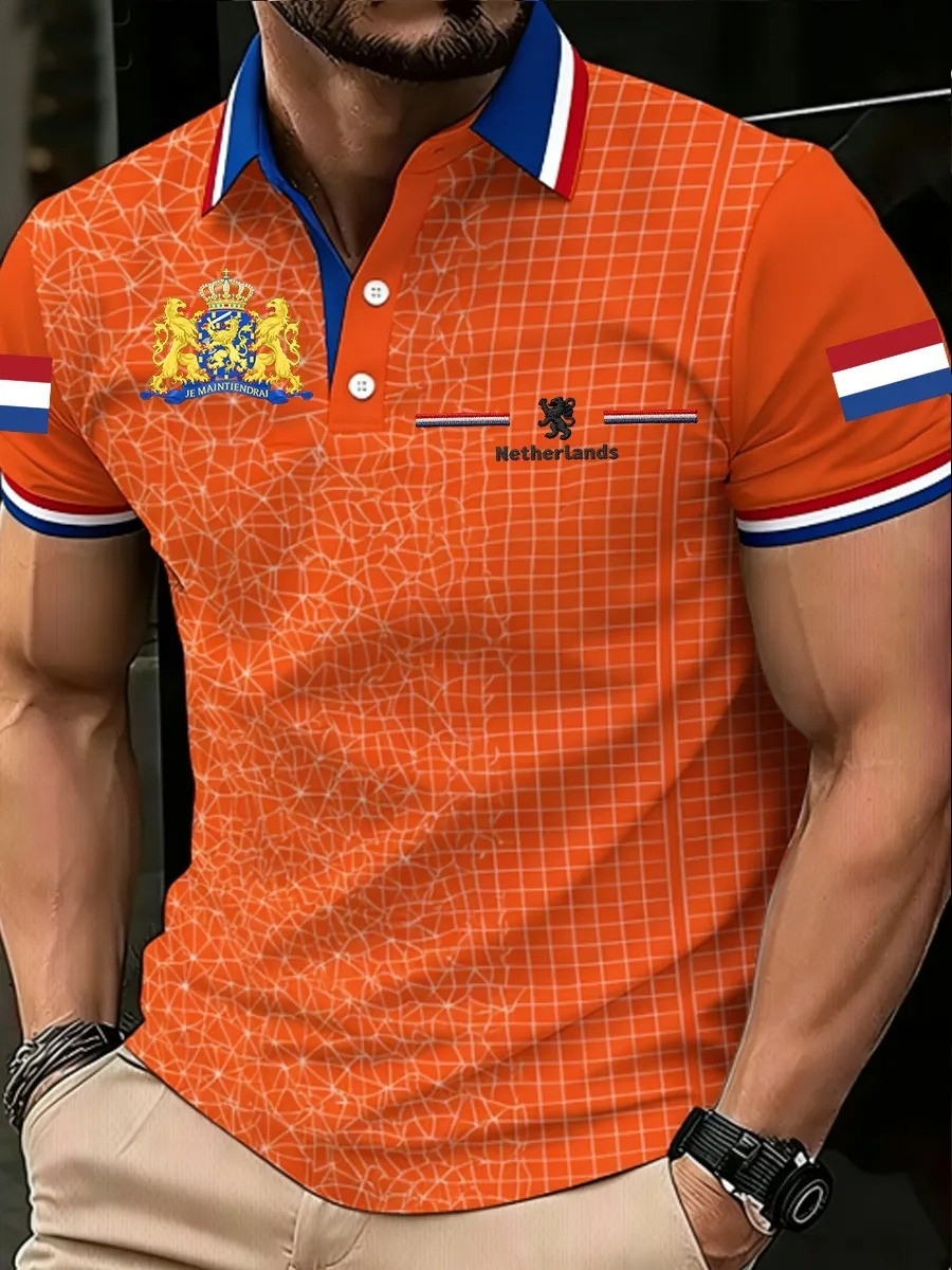 Netherlands Coat Of Arms Polo Shirt Dutch Pride Orange Fan Gear Koningsdag Best Gift For Holland Fans