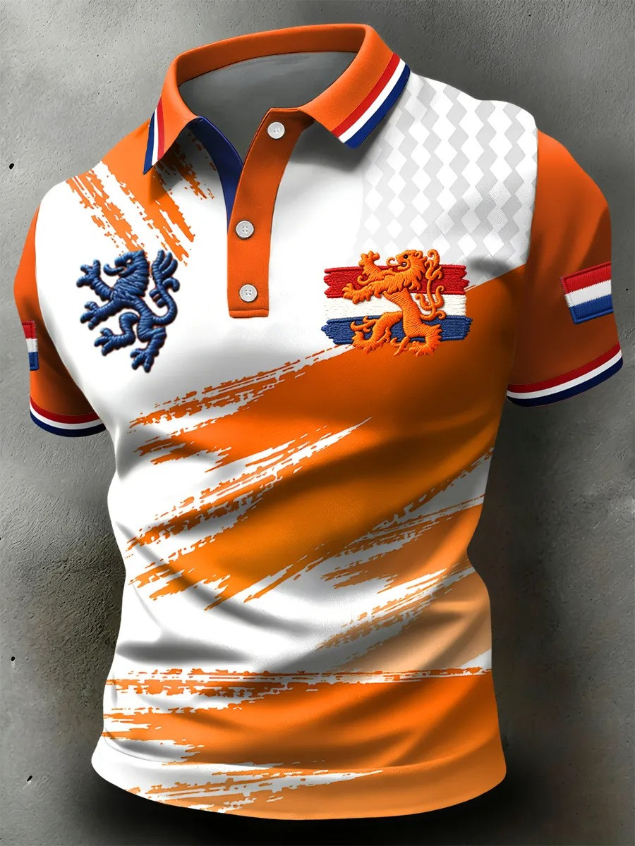 Netherlands Dual Dutch Lion Polo Shirt Orange Fan Gear Koningsdag Dutch Pride Best Gift For Holland