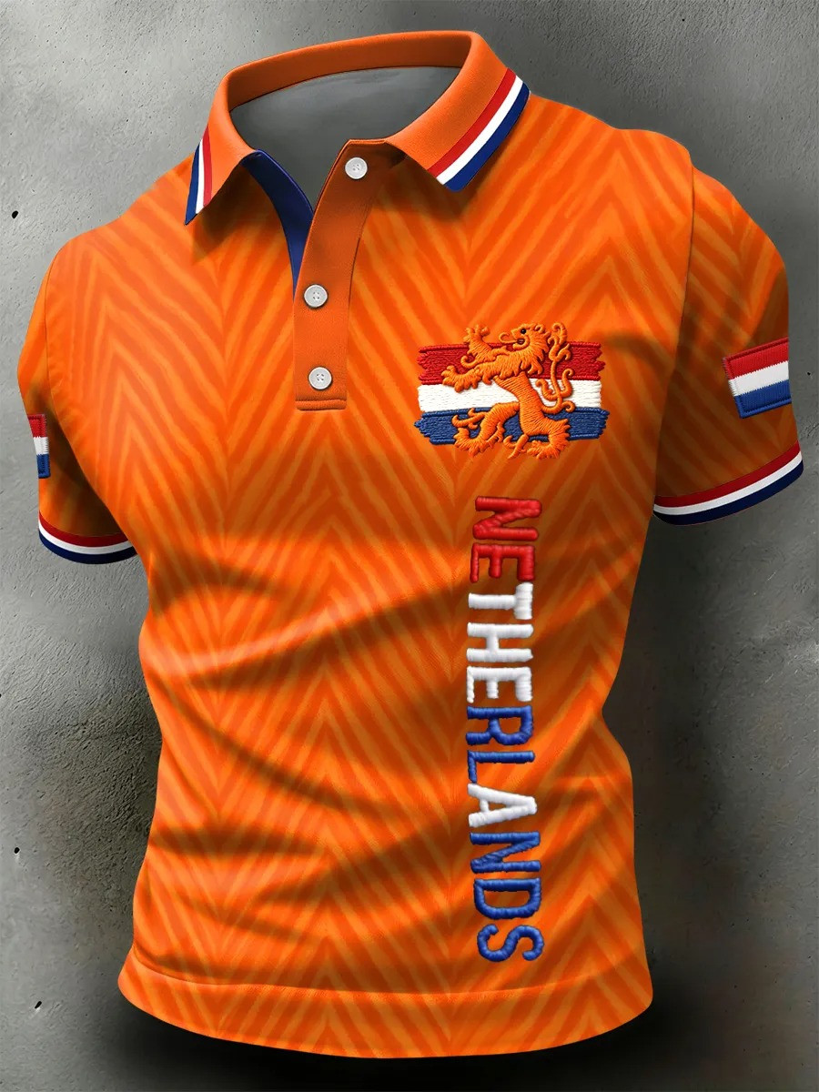 Netherlands Dutch Lion Chevron Polo Shirt Orange Boven Fan Gear Koningsdag Best Gift For Dutch Fans