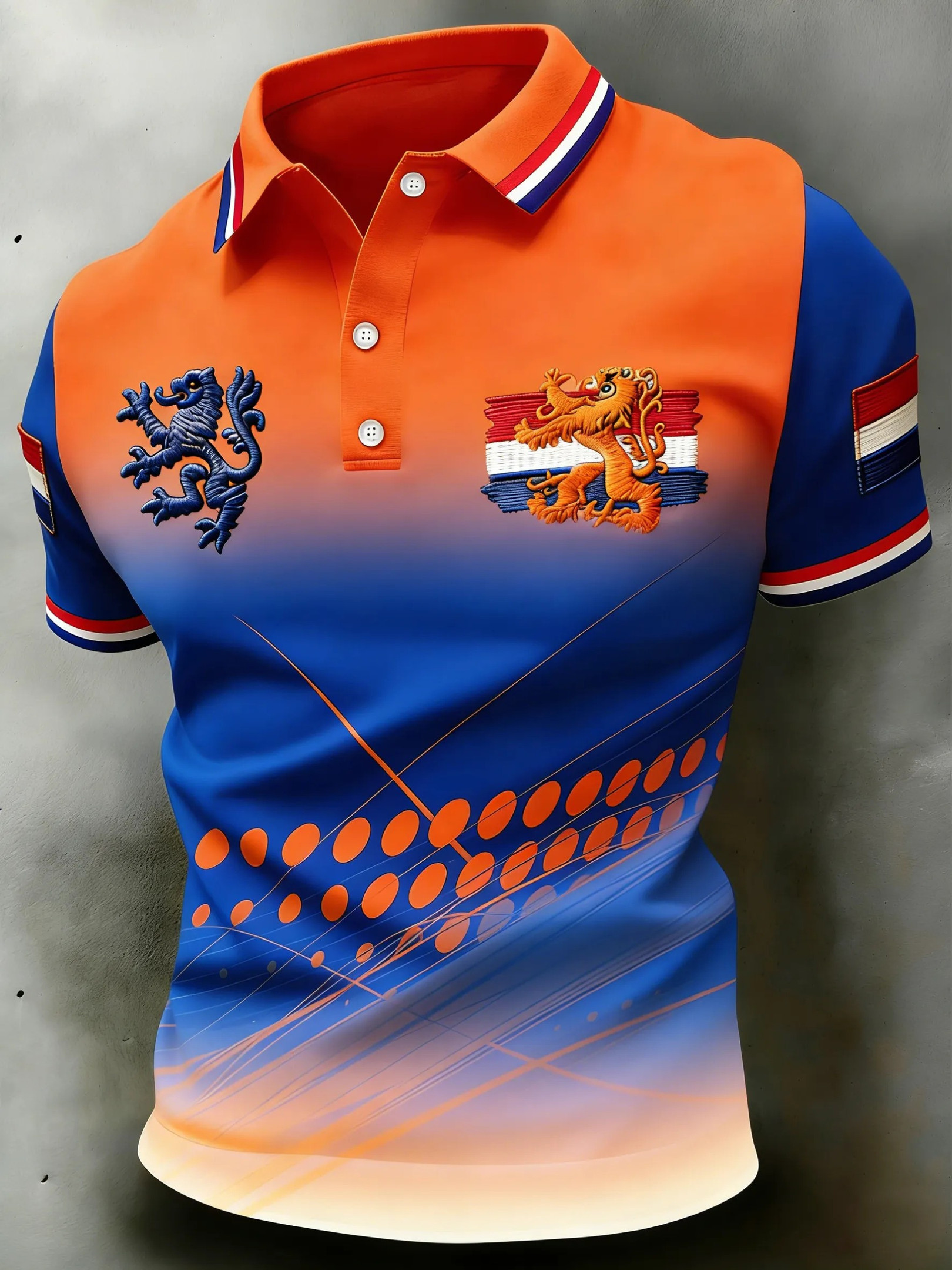 Netherlands Dutch Lion Gradient Polo Shirt Orange Fan Gear Koningsdag Dutch Pride Best Gift For Fans