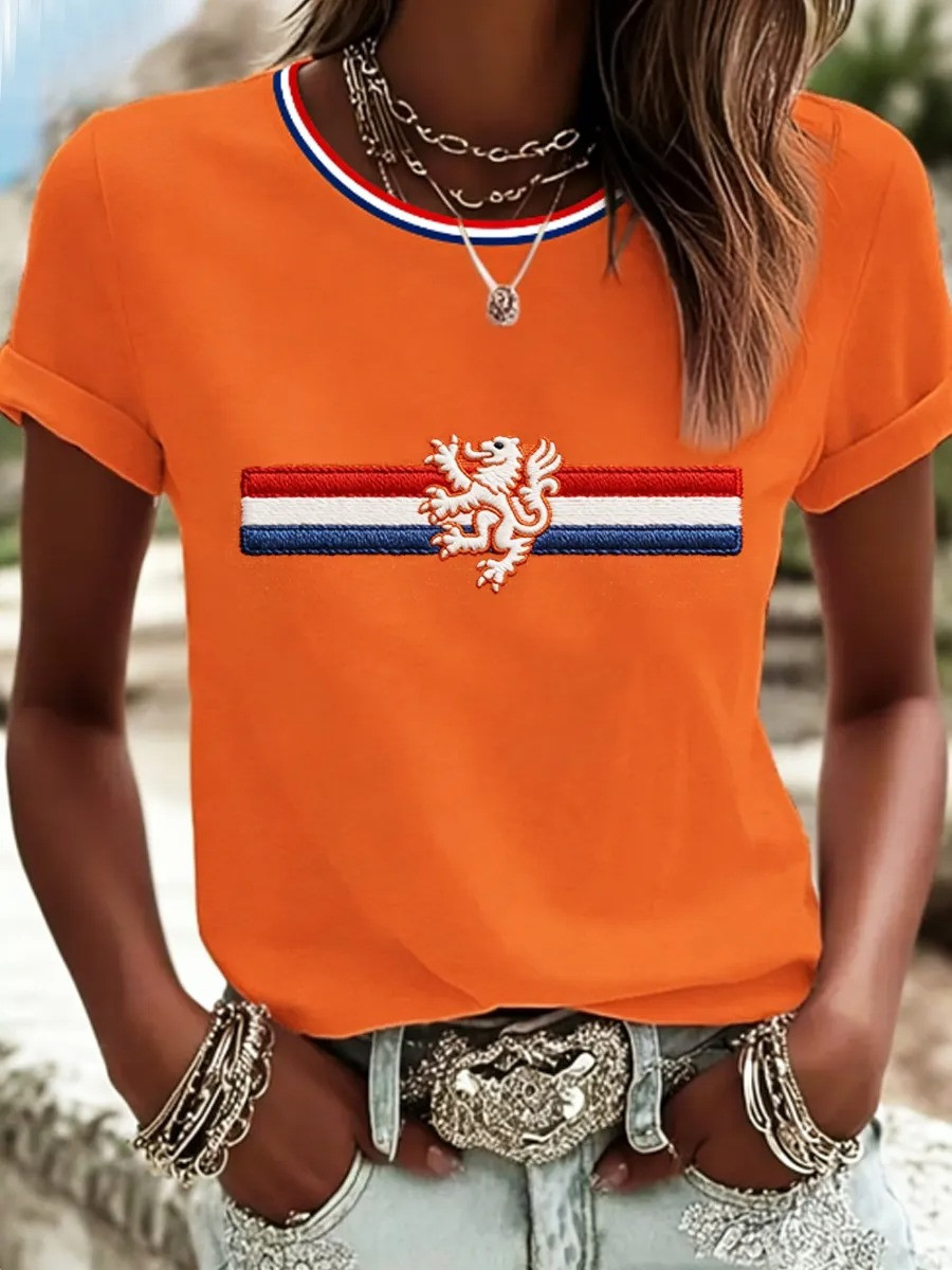 Netherlands Dutch Lion Stripe T-Shirt Oranje Fan Gear Koningsdag Dutch Pride Best Gift For Dutch Fans