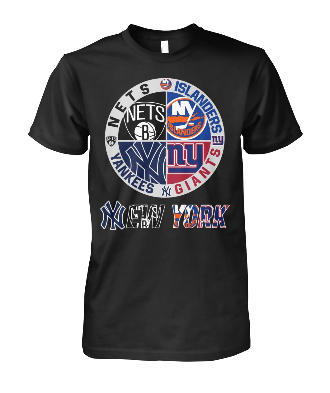 Nets Islanders Yankees Giants Sport T-Shirt New York Sports Team Mashup Logo Merch Gift Idea