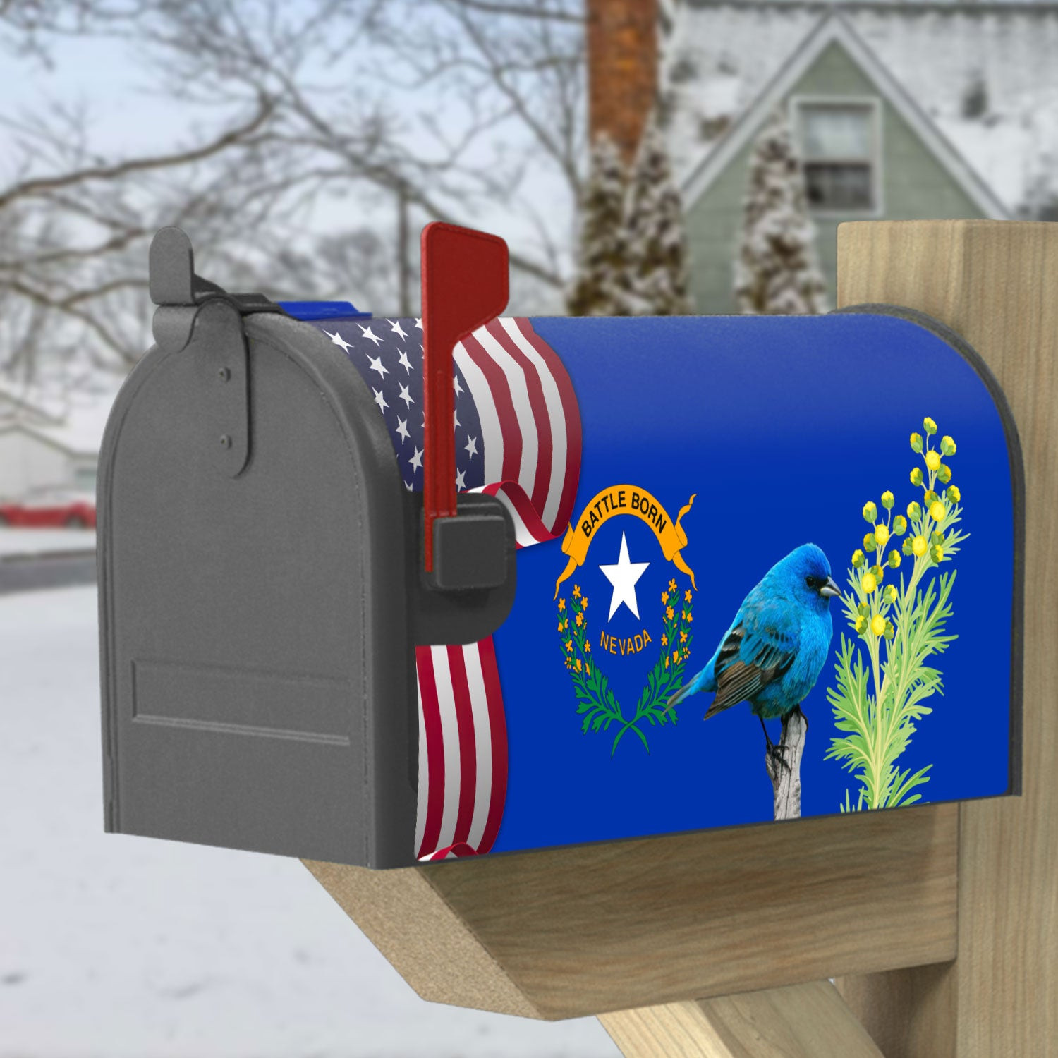 Nevada State Mtn Bluebird And Sagebrush Garden Flag Amp Mailbox Cover Patriotic House Decor