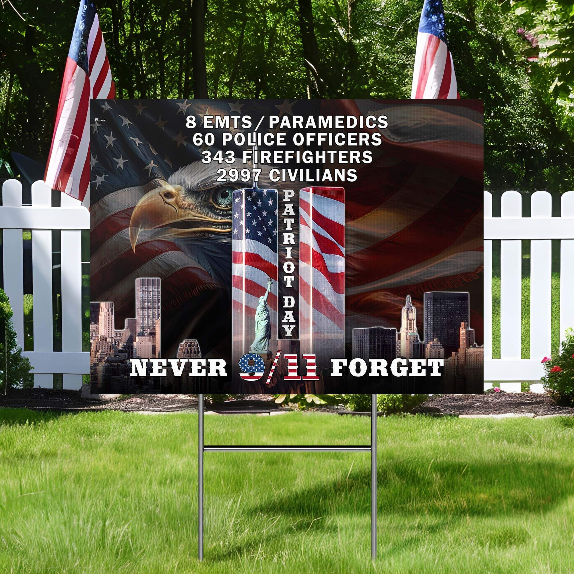 Never Forget 9 11 Patriot Day Eagle American Yard Sign