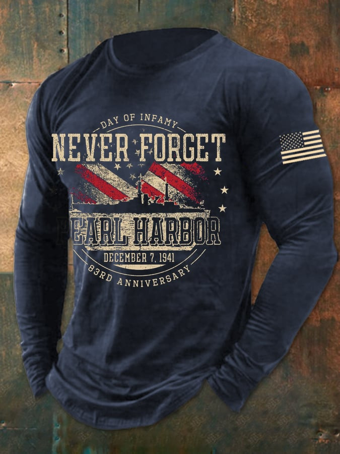 Never Forget Pearl Harbor Long Sleeve Shirt American Flag Merch Memorial Gift Ideas