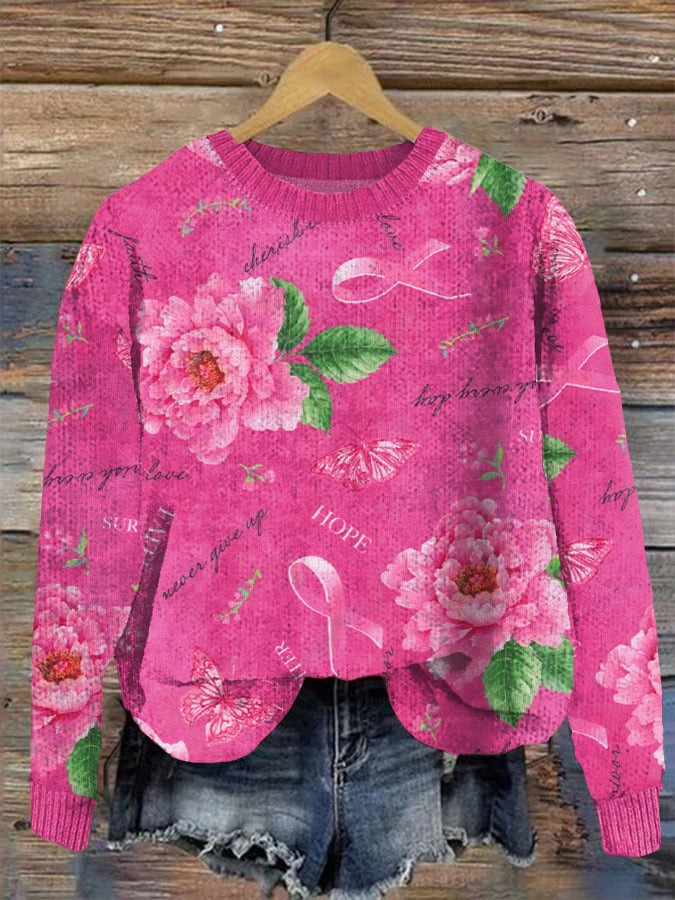 Never Give Up Hope Sweater Breast Cancer Awareness Gifts Clothing For Women