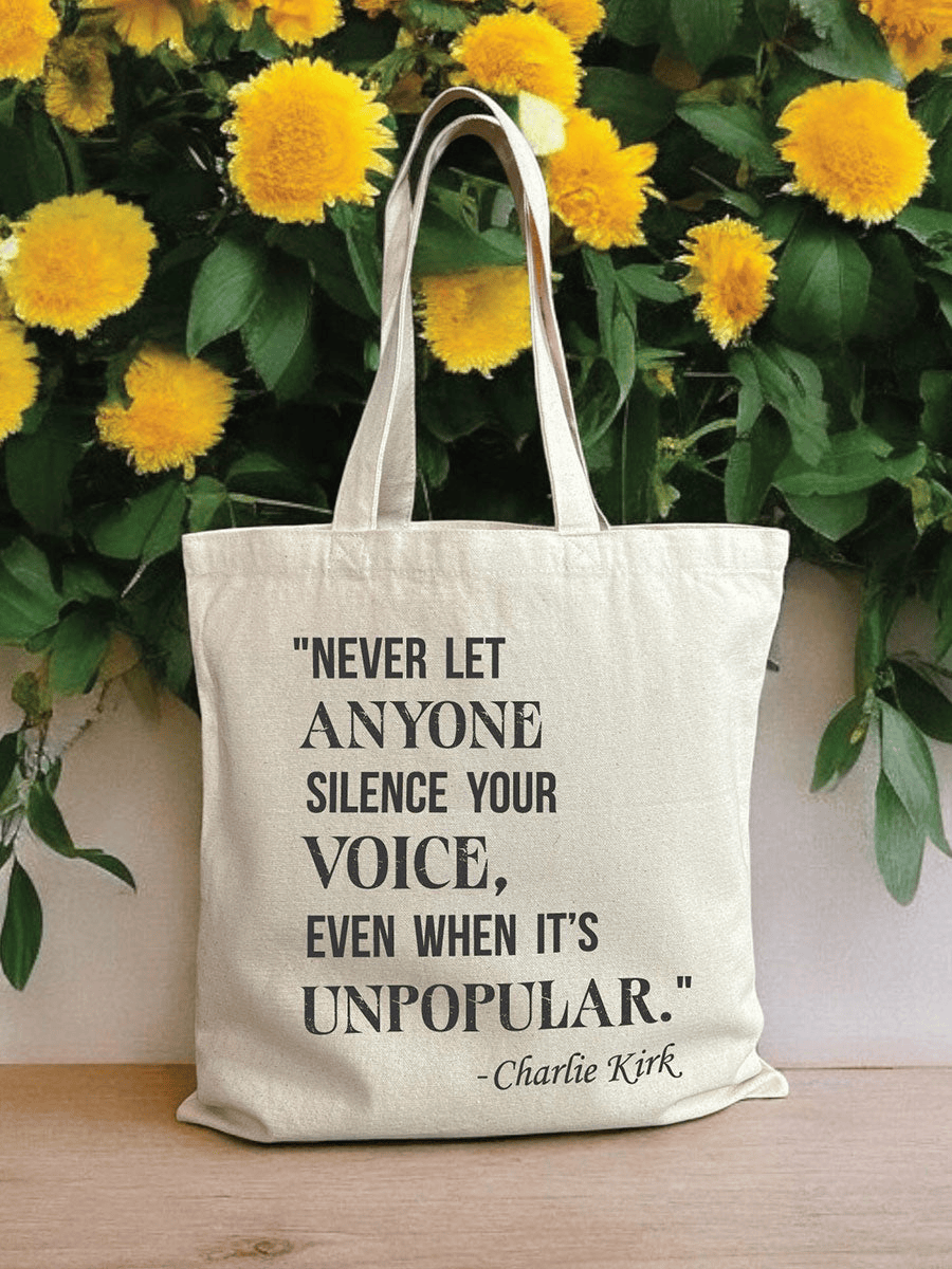 Never Let Anyone Silence Your Vocie Tote Bag Charlie Kirk Quote Tote Gift for Her