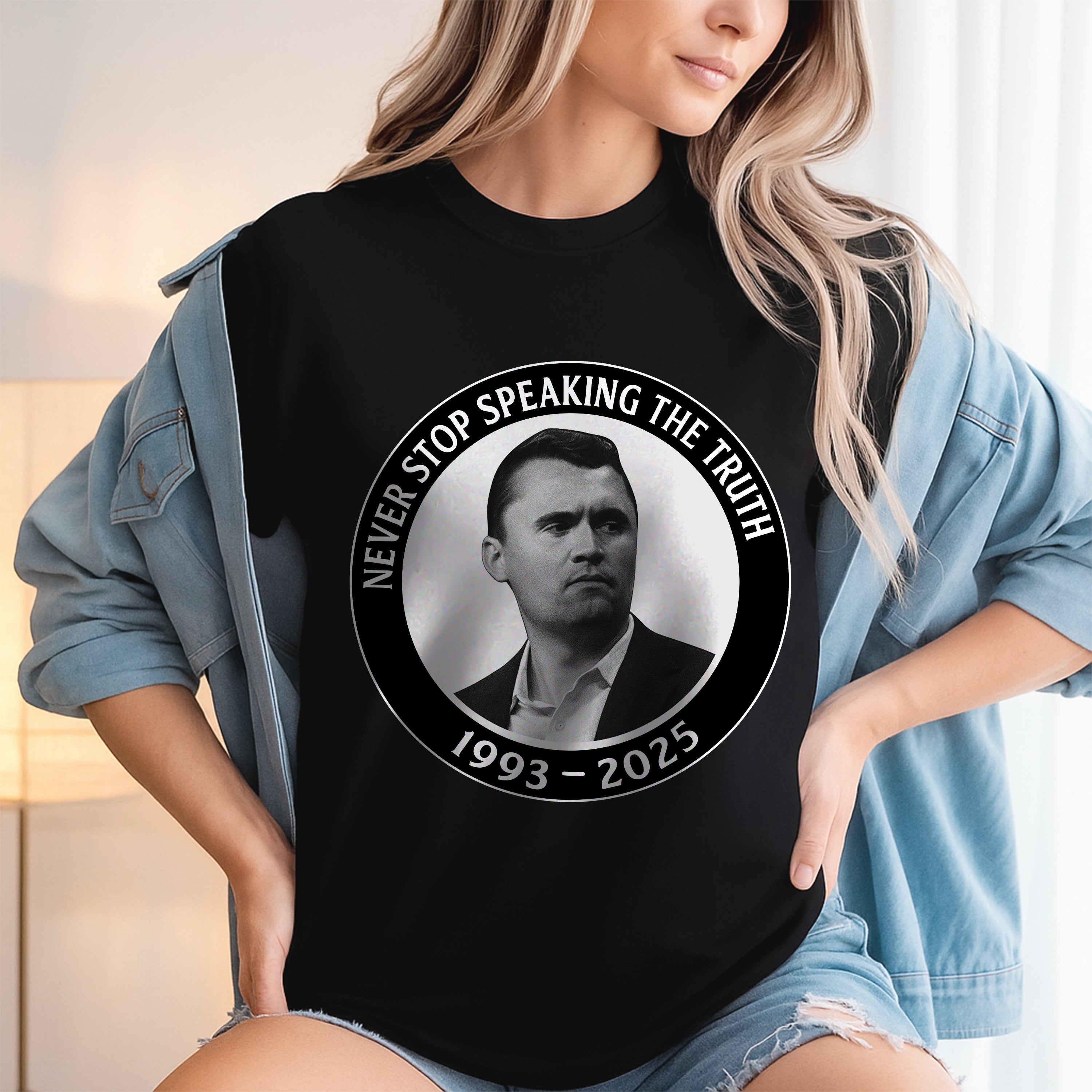 Never Stop Speaking The Truth 1993-2025 Charlie Kirk Dark Shirt