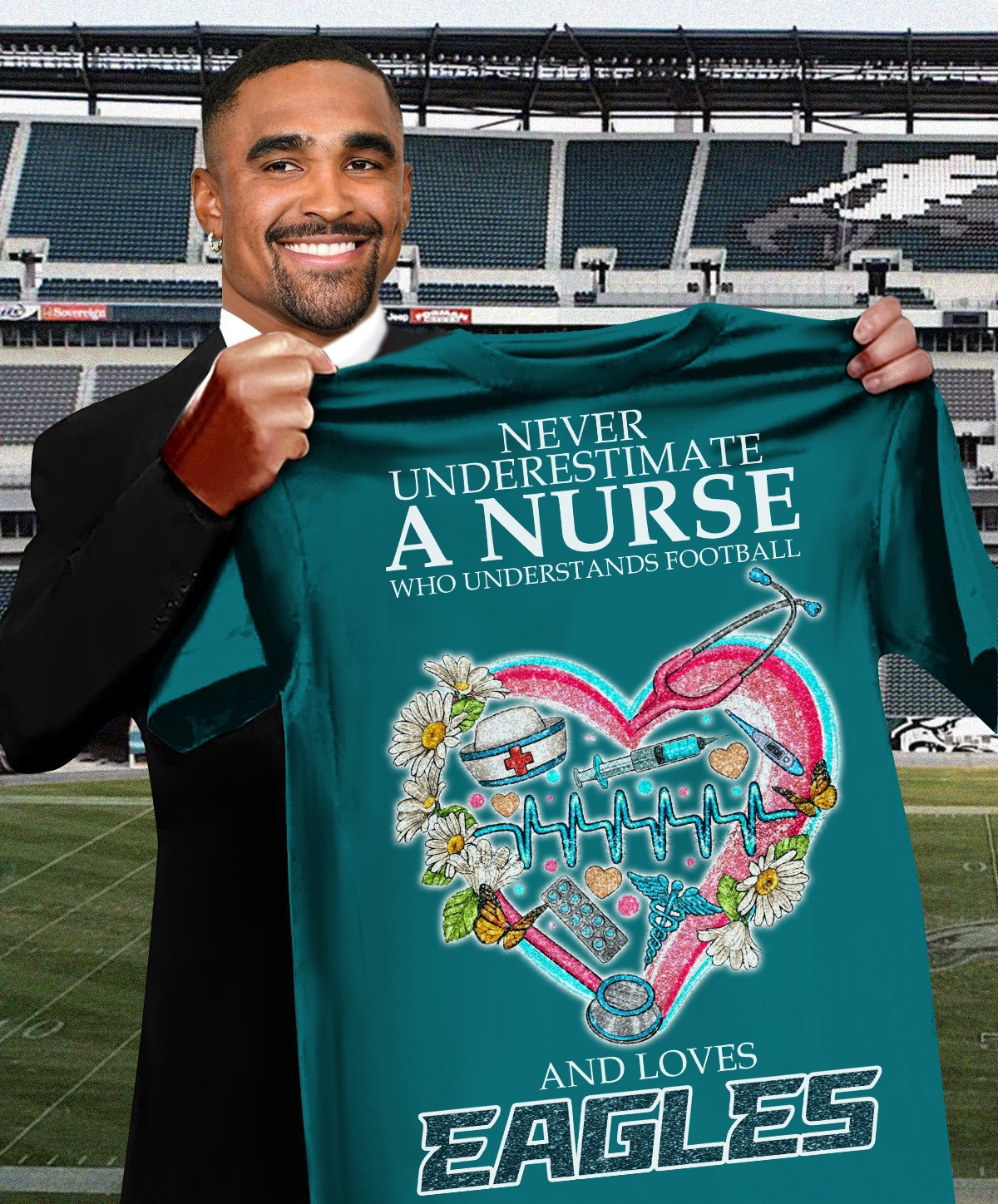 Never Underestimate A Nurse Loves Eagles T-Shirt Best Gifts For Eagles Fans
