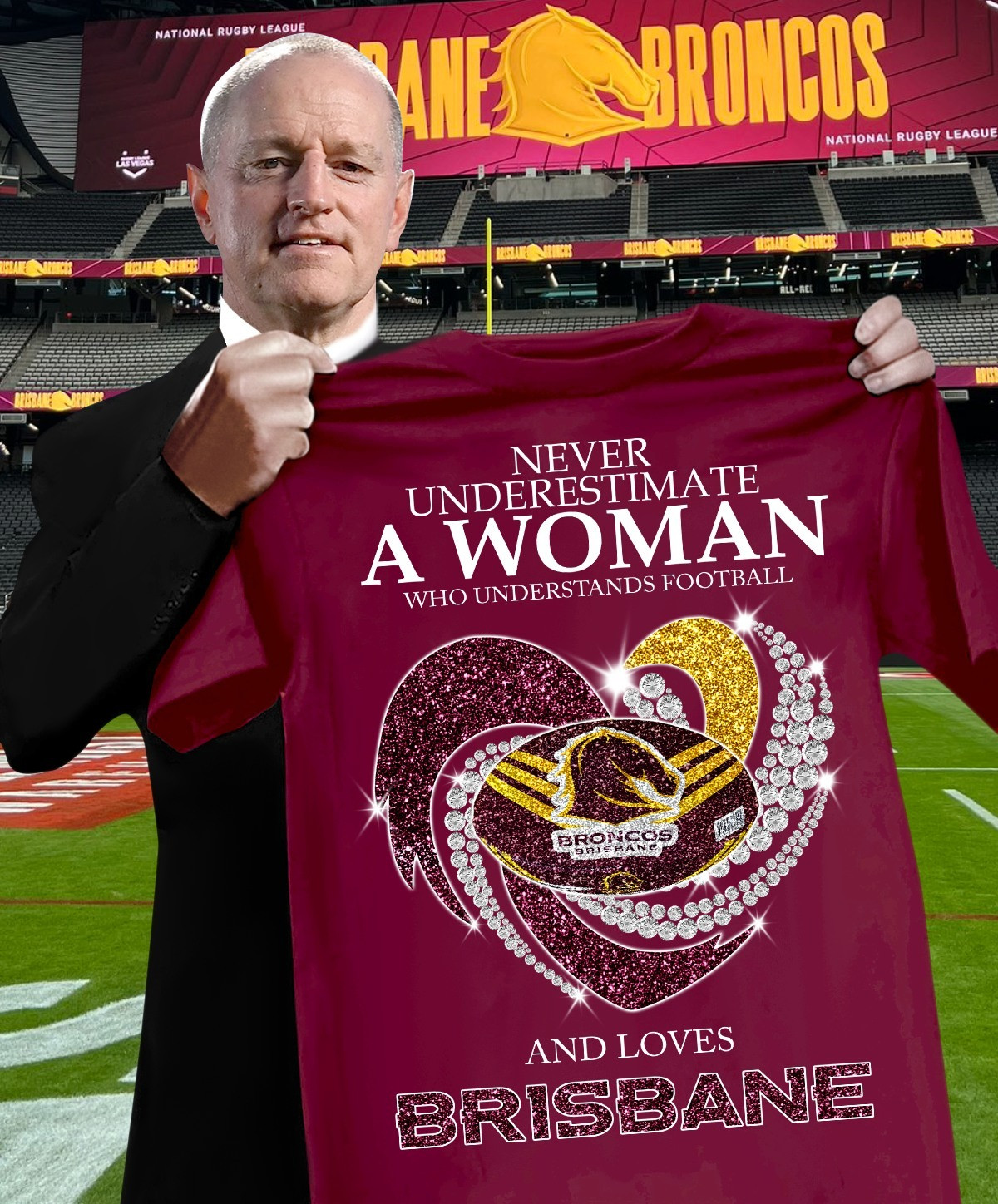 Never Underestimate A Woman Loves Broncos Brisbane Shirt Gifts For Football Fans