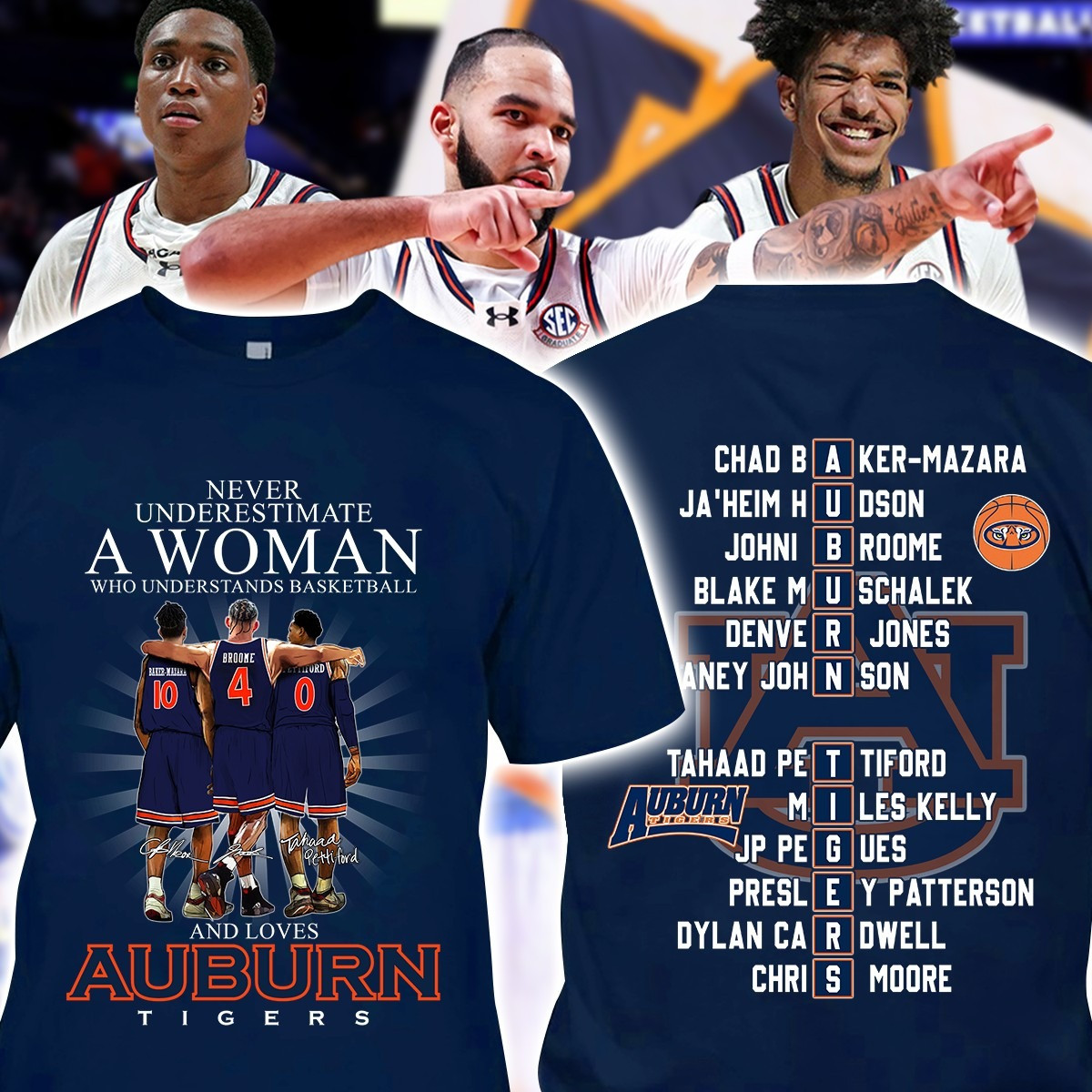 Never Underestimate A Woman Who Loves Auburn Tigers T-Shirt Gifts For Fans For Her