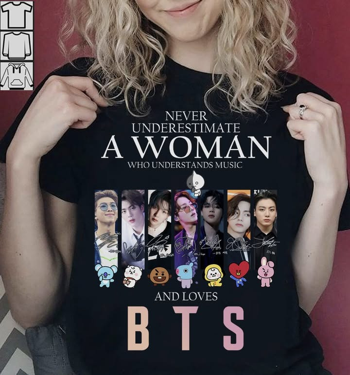 Never Underestimate A Woman Who Loves BTS T-Shirt Gifts For BTS Fans Army For Her