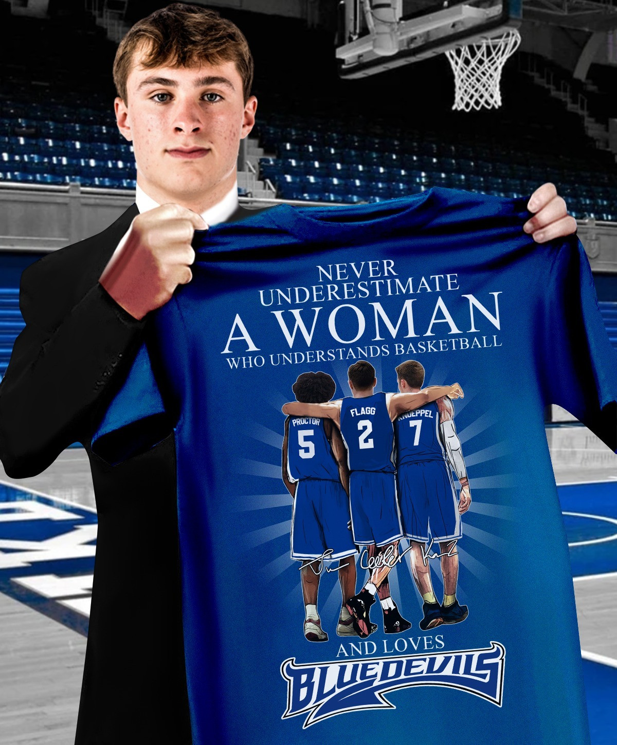 Never Underestimate A Woman Who Loves Duke Blue Devils Shirt Fan Merch Duke Gifts For Her