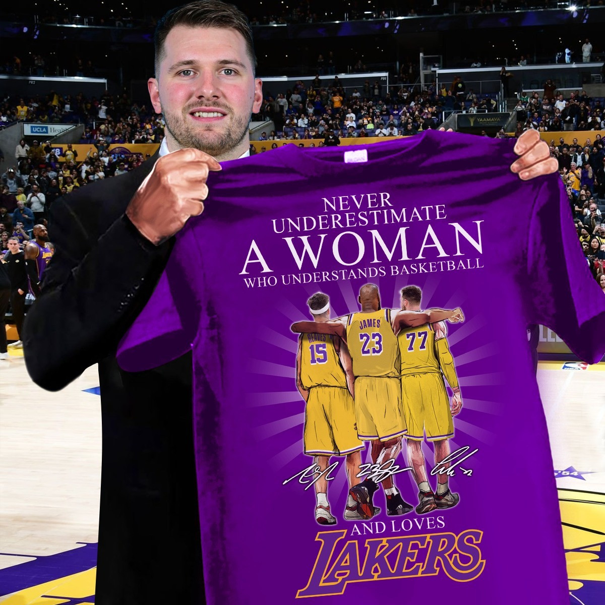 Never Underestimate A Woman Who Loves Los Angeles Lakers Shirt Basketball Gifts For Her